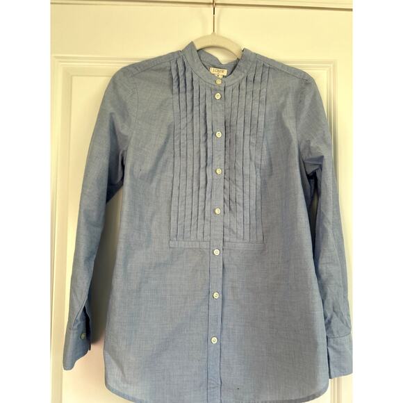 J.Crew Pin Tuck Bib Front Tuxedo Shirt, Size Petite Medium - Picture 1 of 5